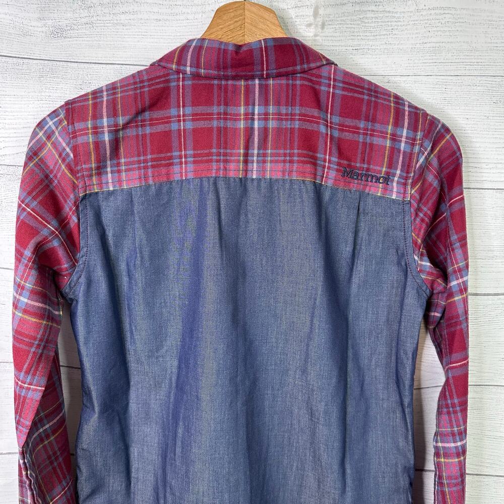Marmot Womens size XS Lakota Flannel Chambray Long Sleeve Button Up Shirt Hiking - Picture 5 of 12